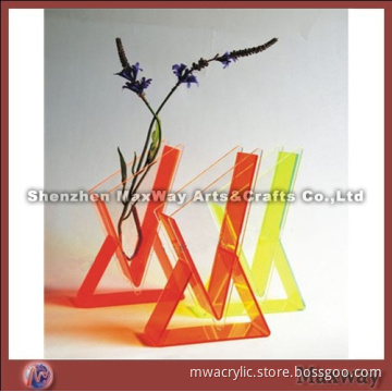 Clear and red ingenious acrylic/PMMA vase/flower vase/holder/container